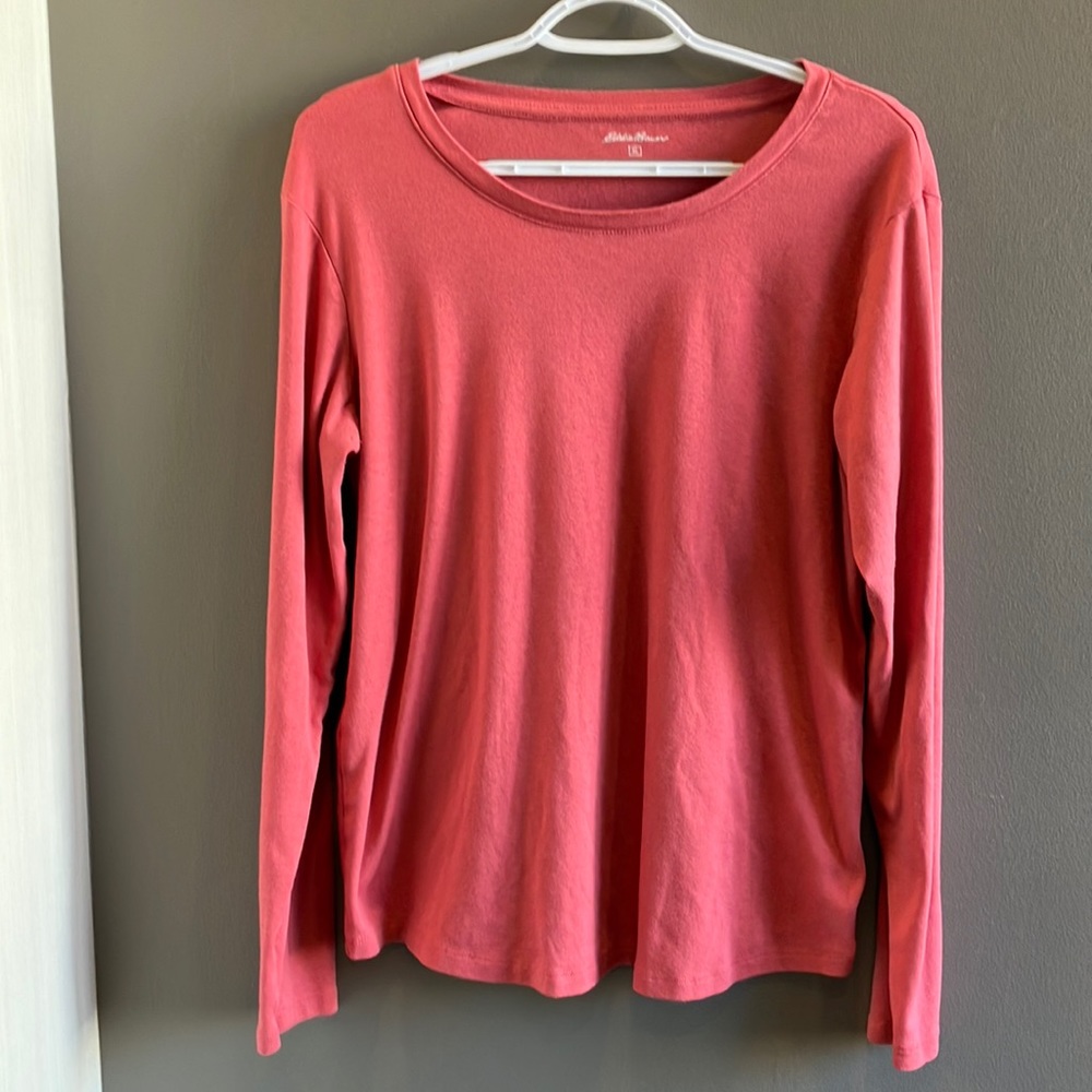 Eddie Bauer Women’s Long Sleeve Salmon Shirt Size XL